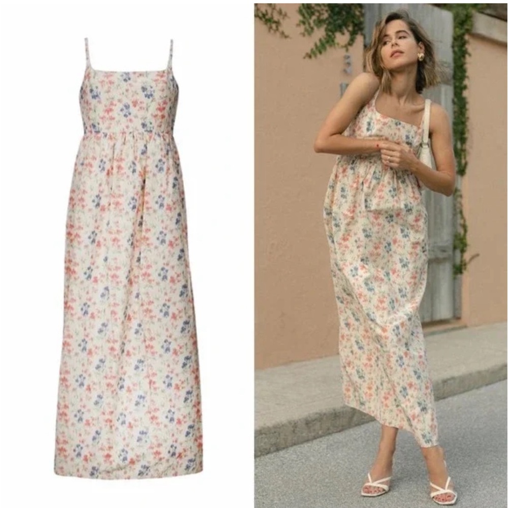Rebecca Taylor Floral Print Cotton Silk Sleeveless Side Slit Dress 8